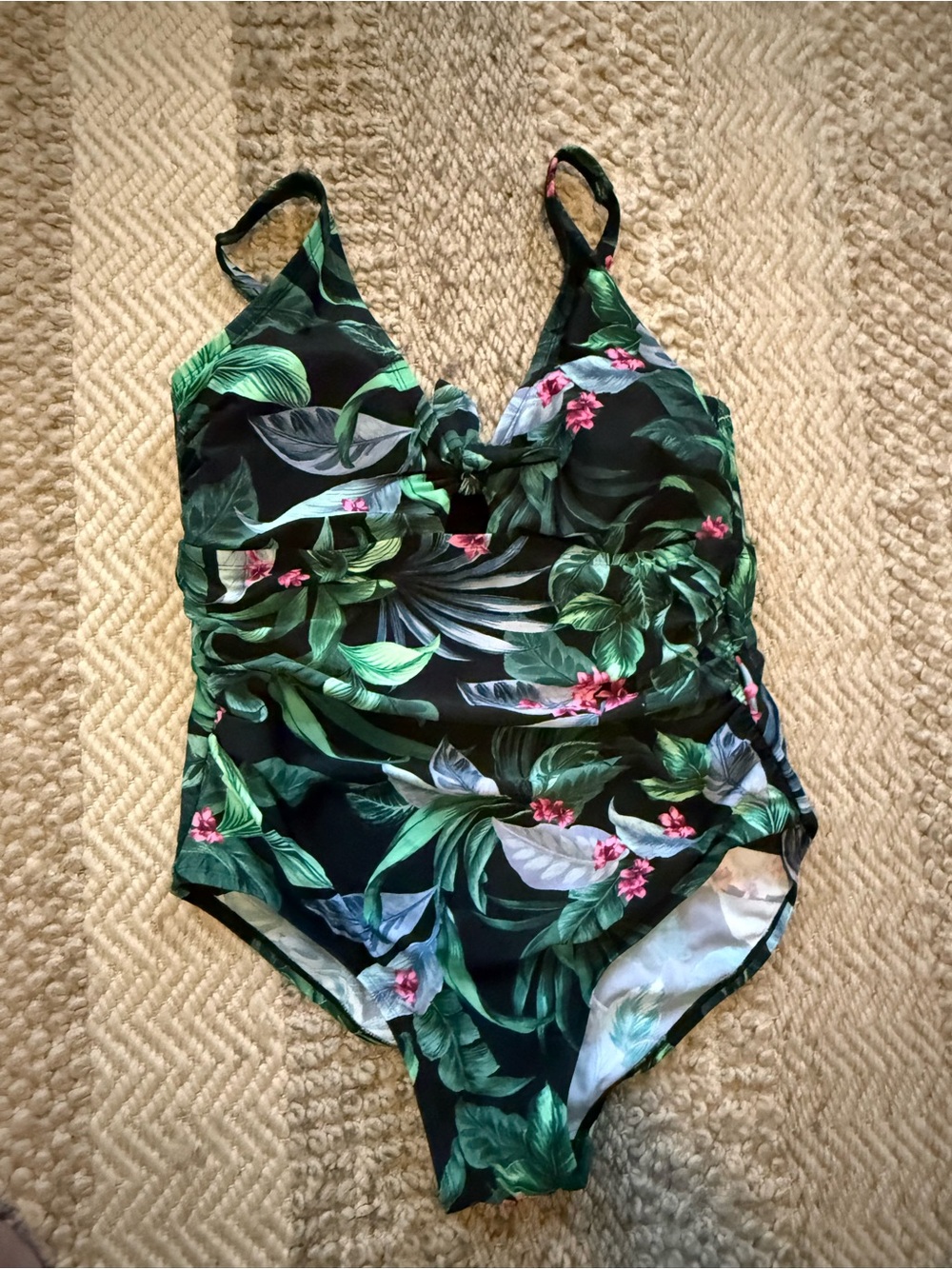 Kona Sol Tropical Leaf One-Piece Swimsuit 20 nwt tummy control full coverage